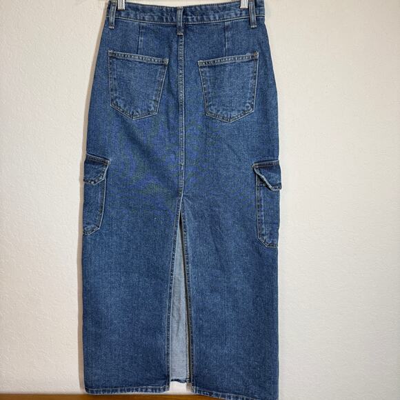 Women's Varial Seoul Denim Blue Jean Midi Cargo Skirt Size Small Size 6 - Picture 8 of 9
